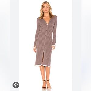 Michael Stars Ribbed Cardigan Dress in Galvanized